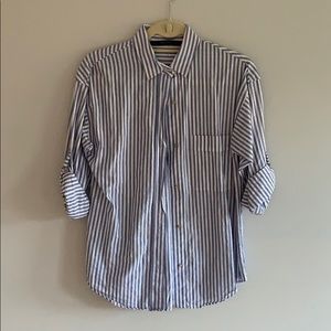 Zara blue and white stripe button down